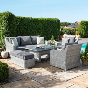 Ascot 3 Seat Rattan Sofa Dining Set with Rising Table & Weatherproof Cushions