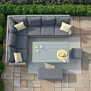 Ascot Rectangular Rattan Corner Dining Set with Rising Table & Weatherproof Cushions